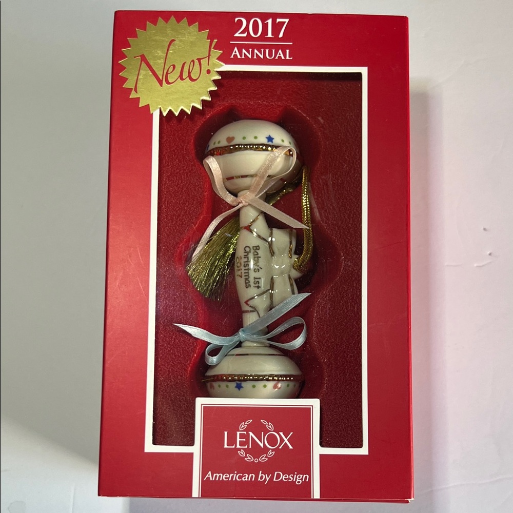 Lenox 2017 Baby's First Christmas Holiday Rattle Ornament New In Box